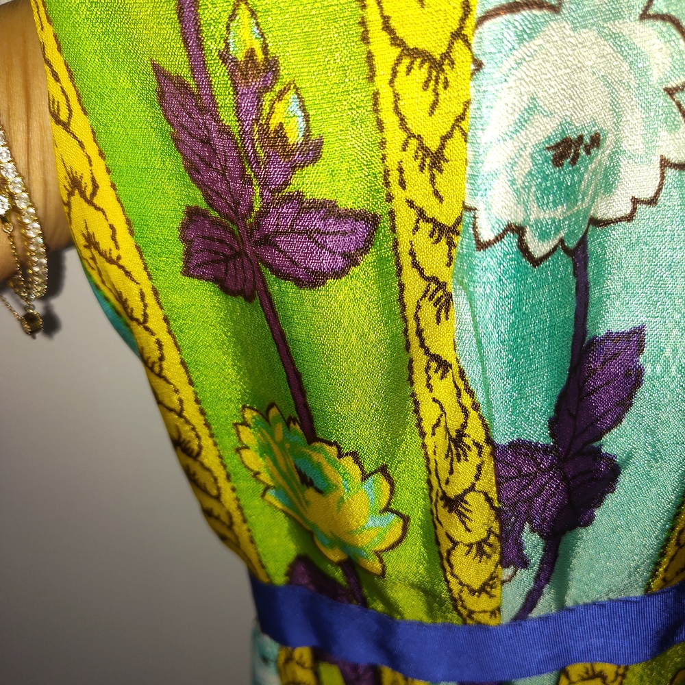 Vintage 70's Vibrant Sleeveless Maxi Dress VTG - Picture 11 of 16